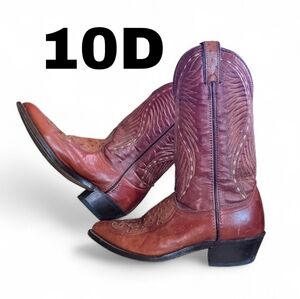 10D Sexy Stitched Laredo Leather Western Cowboy Boots Ostrich Accent